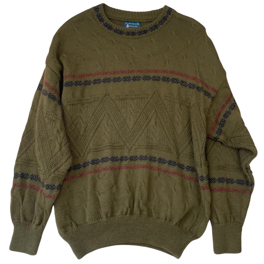 Vintage Limnos Australian New Wool Coogi Style Crewneck Pullover Sweater Medium